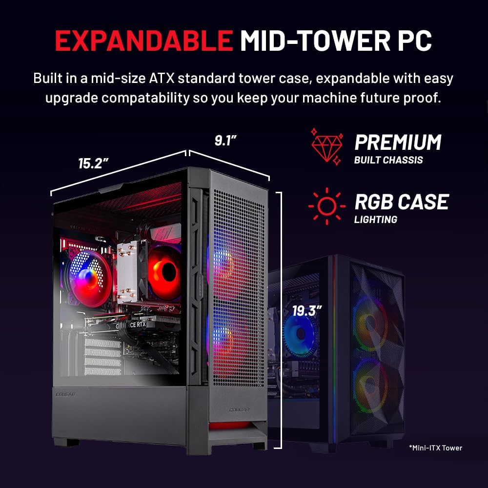 Skytech Gaming Blaze4 Mini Gaming PC, AMD Ryzen 7 5700 3.7GHz, NVIDIA RTX 5060, 1TB NVMe SSD, 16GB DDR4 RAM 3200, 650W Gold PSU, WI-FI 5, Windows 11, Desktop