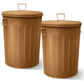 Plexon 20 Gallon Metal Trash Can with Lid Outdoor Large Trash Bin Steel Garbage Can for Garage Patio Farmhouse Bucket Bird Seed Storage Can Heavy Duty Round Container, Copper 2 Pack