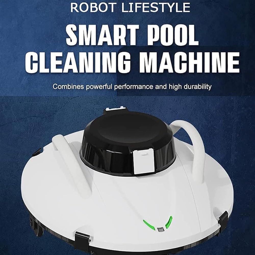 Cordless Swimming Pool Cleaner, Swimming Pool Cleaning Robot, Rechargeable Automatic Pool Vacuum Cleaner, 90 Mins Runtime, for Above Ground Flat Pool, Pond, Fountain Cleaning