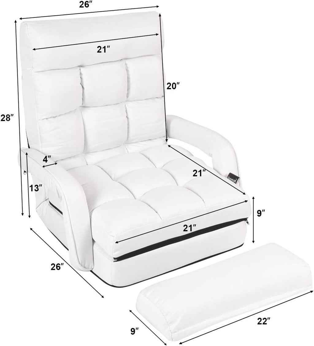 GOFLAME Adjustable Folding Massage Lazy Sofa, Floor Chair Sofa, Padded Gaming Chair with Armrests and Pillow