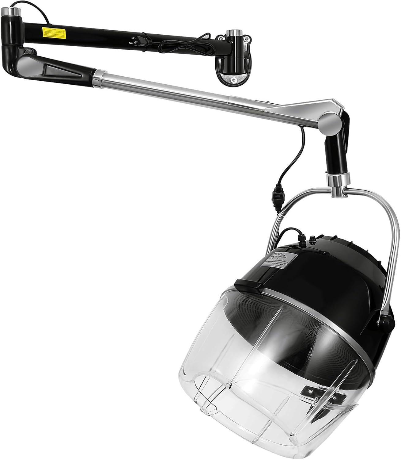 Professional 900W Wall Mounted Hair Dryer with Swivel Arm, Fast Hair Drying Low Noise for Salon, Adjustable Termperature 5-70°C Timer 0-60 Min Hairdryers Black