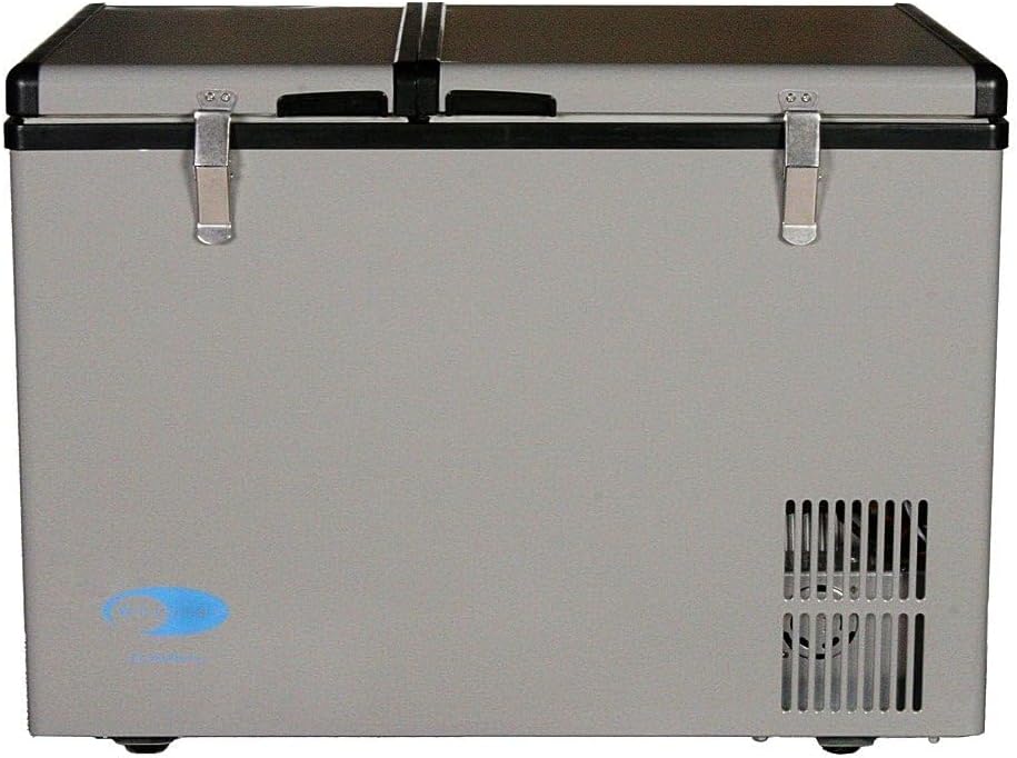 Whynter FM-62DZ 62 Quart Dual Zone Portable Refrigerator and Deep Freezer Chest, AC 110V/ DC 12V, Real Freezer for Car, Home, and RV, -8°F to 50°F Temperature Range, Gray, Fridge + Power Supply Cord
