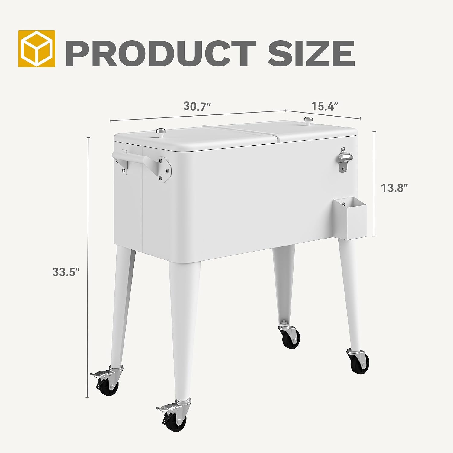 DWVO Ice Chest with Wheels,80 Quart Rolling Cooler with Bottle Opener Drainage, Patio Cooler Cart, Rolling Ice Chest with Handle for Patio Pool Deck Party BBQ Cookouts