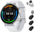 Garmin Venu 3 Health Fitness GPS Smartwatch Silver Steel Bezel w/Whitestone Case (45mm) Bundle with Charging Dock for Venu 3 + Deco Essentials Silicone Dust Cover - 3 Pack + 1.4 Inch Screen Protector