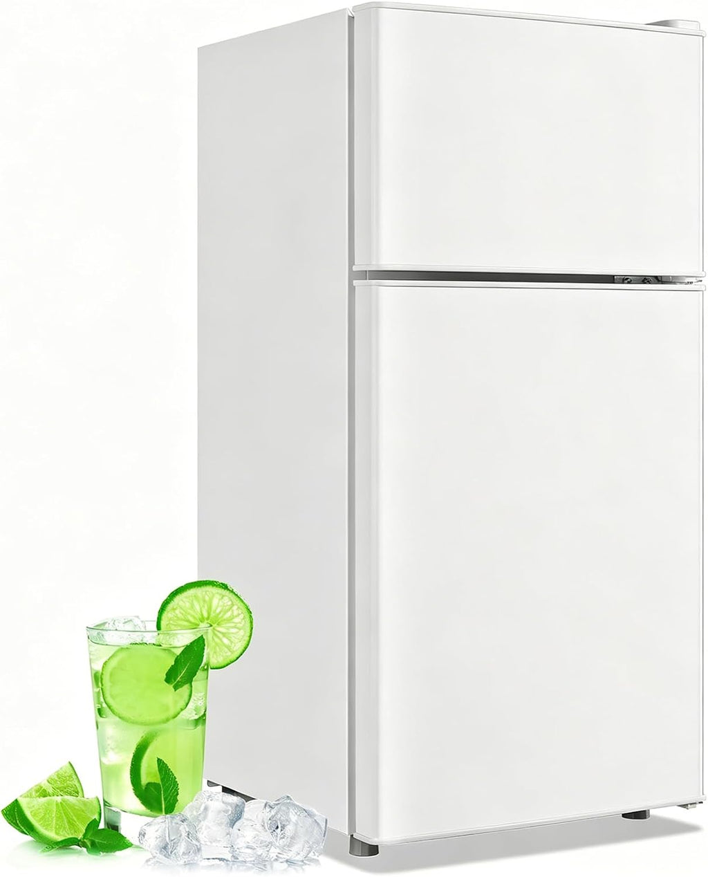DEMULLER 45L Mini Fridge with Top Freezer Small Refrigerator with Two Door & 7 Temperature Settings & 2 Remoable Shelves Ideal for Kitchen Office Apt White
