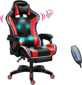 XOOFMASS Gaming Chair with Speakers Video Game Chair with RGB LED Lights Ergonomic Racing Office Chair, PU Leather Recliner Computer Chair Swivel E-Sports Chair with Armrest and Lumbar Support,Red