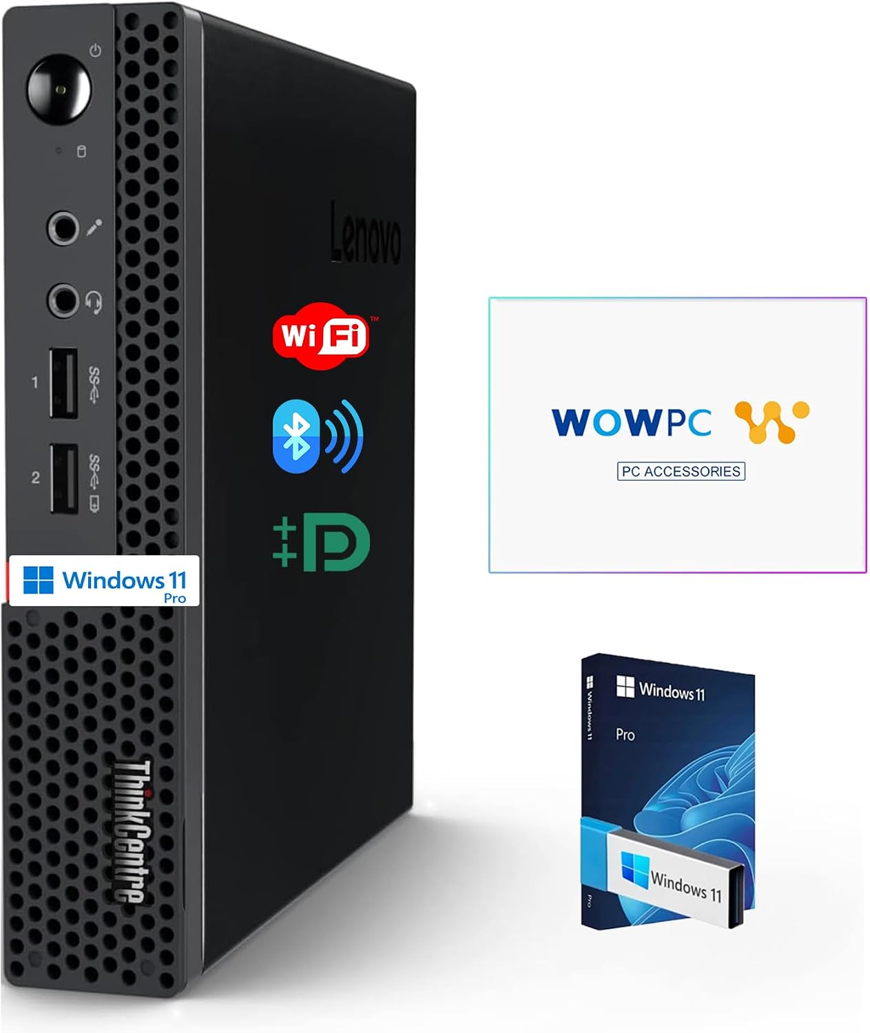 Lenovo ThinkCentre Micro Desktop, 16GB DDR4 RAM, 512GB SSD Drive, AMD Processor & Graphics, Dual-Display Support, Wi-Fi, Bluetooth, USB, RJ-45, Windows 11 Pro, Business-Grade, Home-Friendly