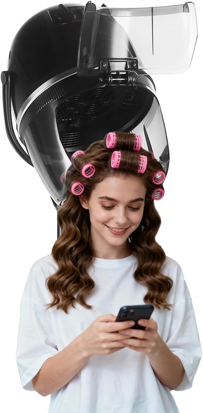 Artist hand Professional Hooded Hair Dryer for Women, Height Adjustable Floor Stand Up Hair Dryer with Wheels and Timer, Sit Under Hooded Dryer for Home Beauty Spa Salon Equipment