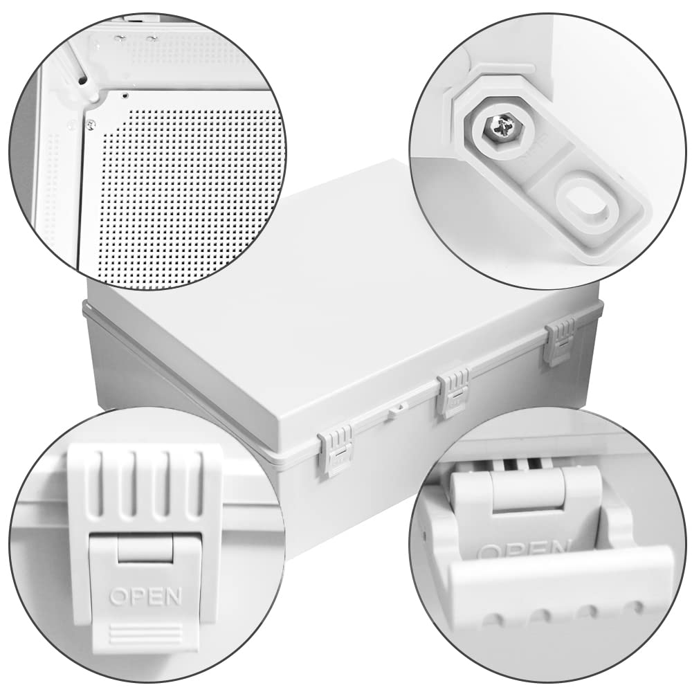 Electric Junction Box Large (19.69 x 15.75 x 7.87) Inches, Waterproof Outdoor Weatherproof Plastic Enclosure Box with Cover for Electronics, Dustproof, Watertight, Heavy-Duty Device Housing