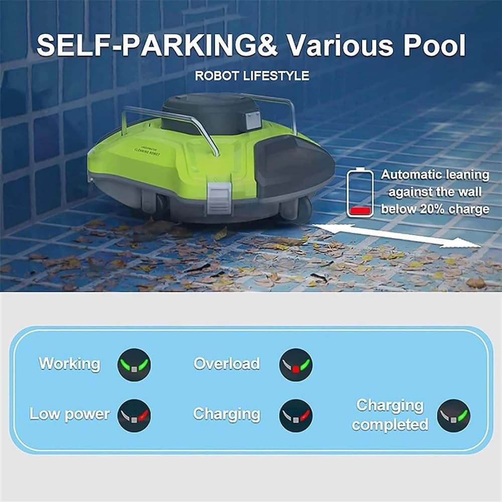 Robotic Pool Cleaner Fully Automatic Swimming Pool Cleaning Robot Wireless Intelligent Cleaning Underwater Cleaning Suction Device Rechargeable, Automatic Planning Route Deep Cleaning