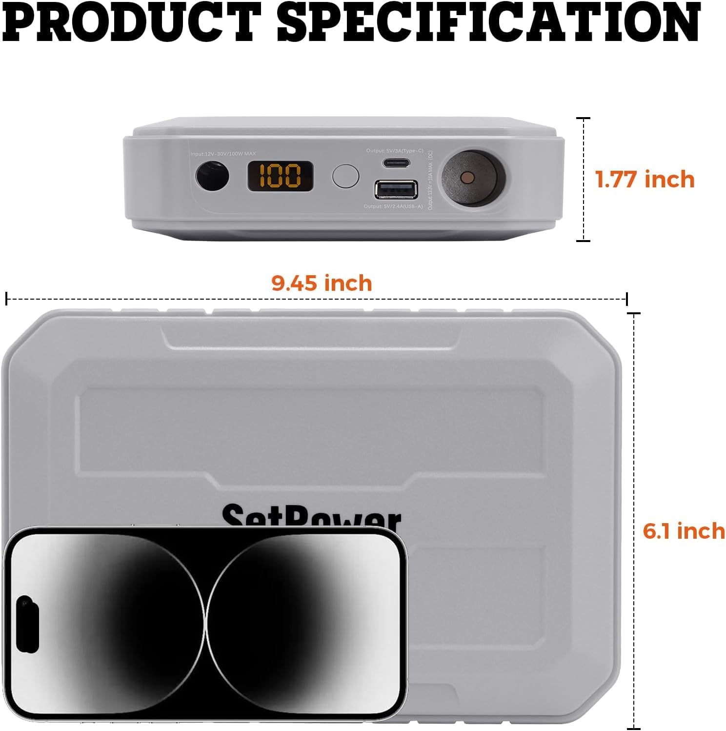 Setpower 12V Refrigerator with PG216 Battery 21QT Compact Car Refrigerator With Fixed Ropes Portable Electric Cooler 12V Fridge for Truck RV SUV Van Travel Road Trip Car Camping