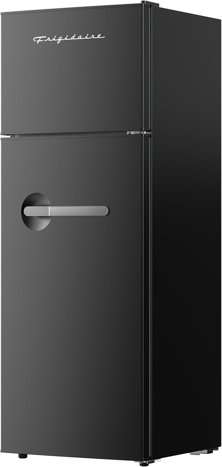 Frigidaire Retro Apartment Size Refrigerator with Top Freezer - 2 Door Fridge with 7.5 Cu Ft of Storage Capacity, Adjustable Spill-Proof Shelves, Door & Crisper Bins, Black