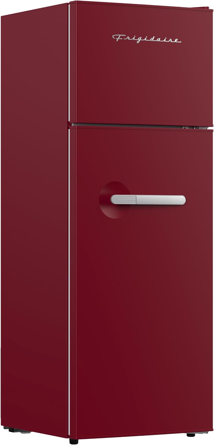 Frigidaire Retro Apartment Size Refrigerator with Top Freezer - 2 Door Fridge with 7.5 Cu Ft of Storage Capacity, Adjustable Spill-Proof Shelves, Door & Crisper Bins, Merlot