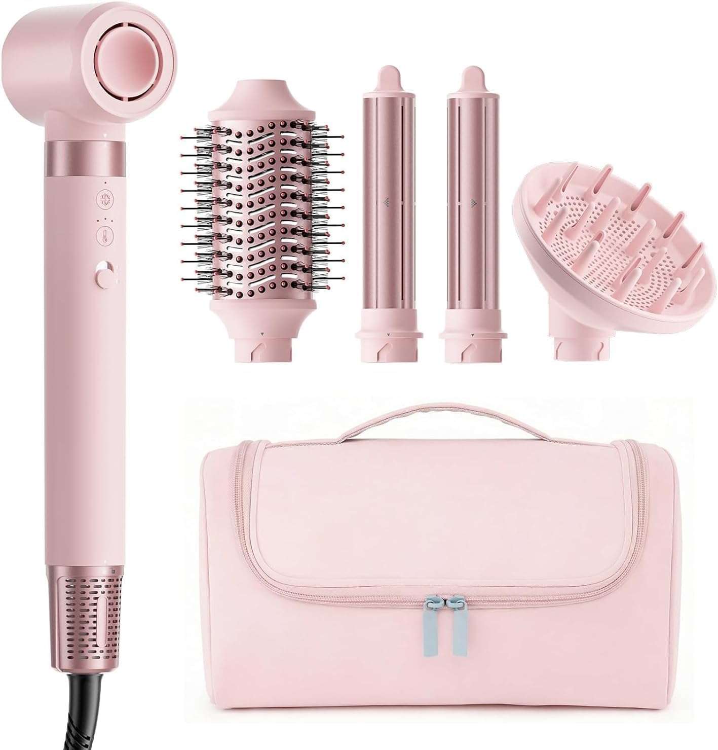 5 in 1 High-Speed Hot Air Styler - Professional Frizz-Free Hair Dryer Brush, Fast Drying Hair Dryer with Diffuser, No Heat Damage Air Styler Wrap - Curl, Volumize