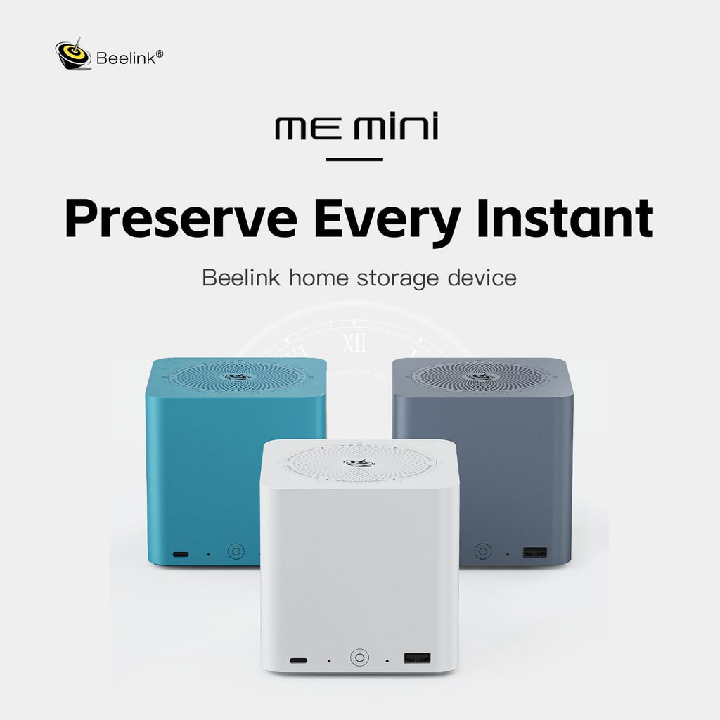 Beelink ME Mini PC, Desktop NAS Intel N150 16G LPDDR5, 1TB M.2 PCIe 3.0x1 SSD, 6 x M.2 SSD Slots, Dual 2.5G LAN/File Server/NAS Storage/Network Attached Storage/Private Cloud/Network Storage