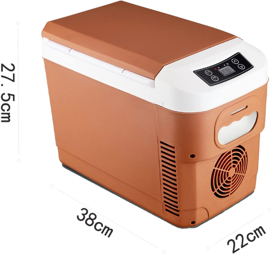 8L Hot Cold Portable Electric Cool Box Food Ice Chest Car Refrigerator AC/DC Adapter,12V / 24V / 220Vmini Drinks Fridge, for Driving, Homes, Offices (Color : Brown, Size : 8L)