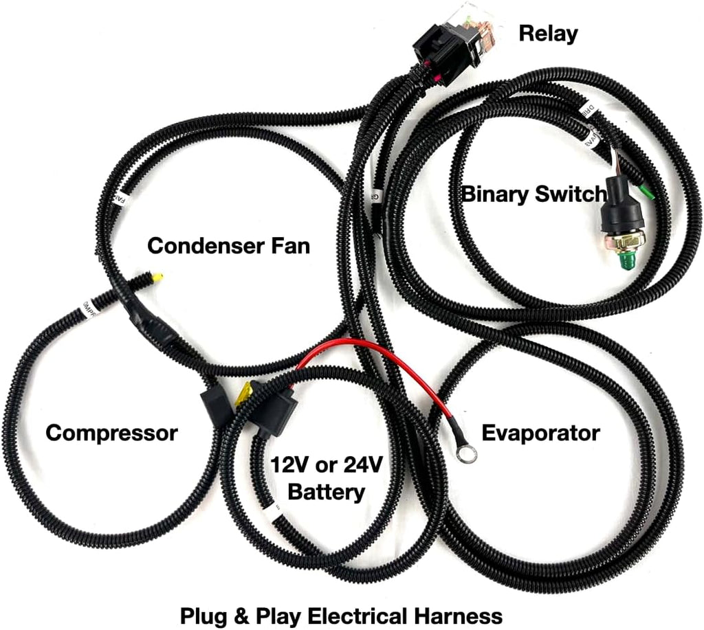 A/C KIT UNIVERSAL UNDERDASH EVAPORATOR 404-100 HEAT AND COOL 12V WITH ELECTRICAL HARNESS