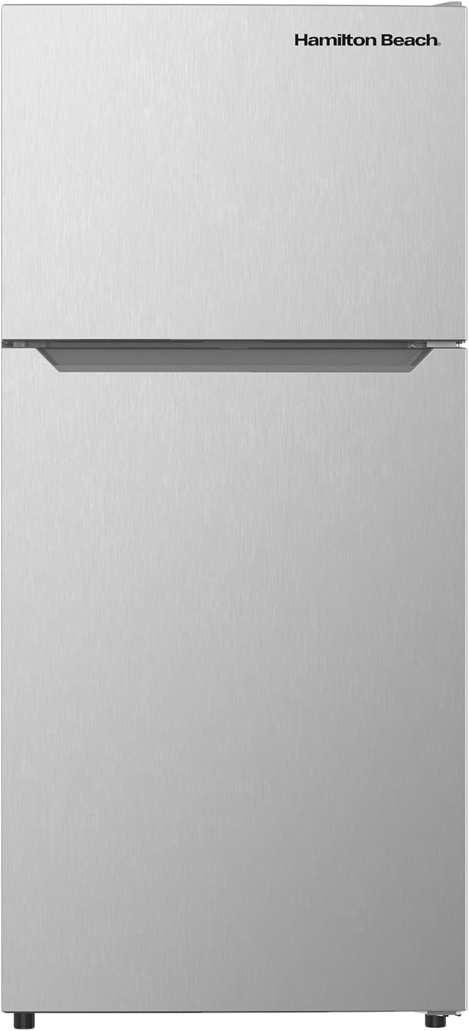 Hamilton Beach Frost-Free Top-Mount 2-Door Apartment Size Refrigerator, Stainless Steel, 18 cu. ft.