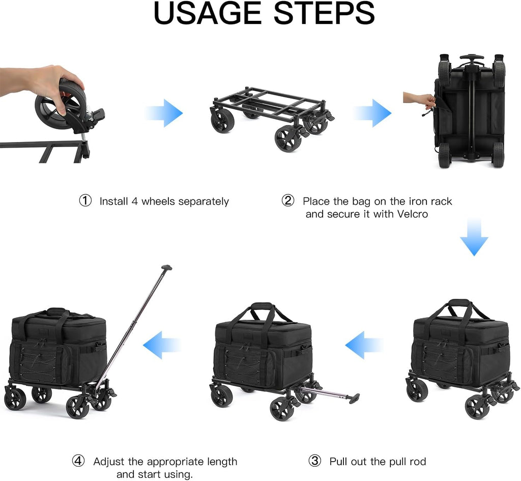 Extra Large Wheeled Portable Cooler Bag 85 Cans Double Deck Heavy Duty Rolling Insulated Cooler with All-Terrain Wheels Leakproof Tactical Soft Sided Cooler for Beach Camping Picnic Travel
