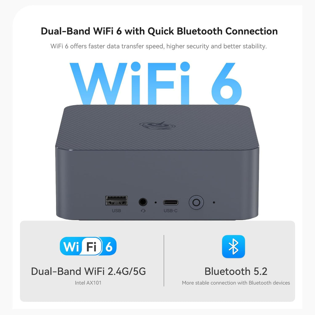 Beelink EQI12 pro Mini PC W-11 Pro i7-12650H 32GB DDR4 500GB NVMe M.2 SSD Dual Display 4K@60Hz Output, Wi-Fi 6, RJ45, Built in PSU Office Mini Computer