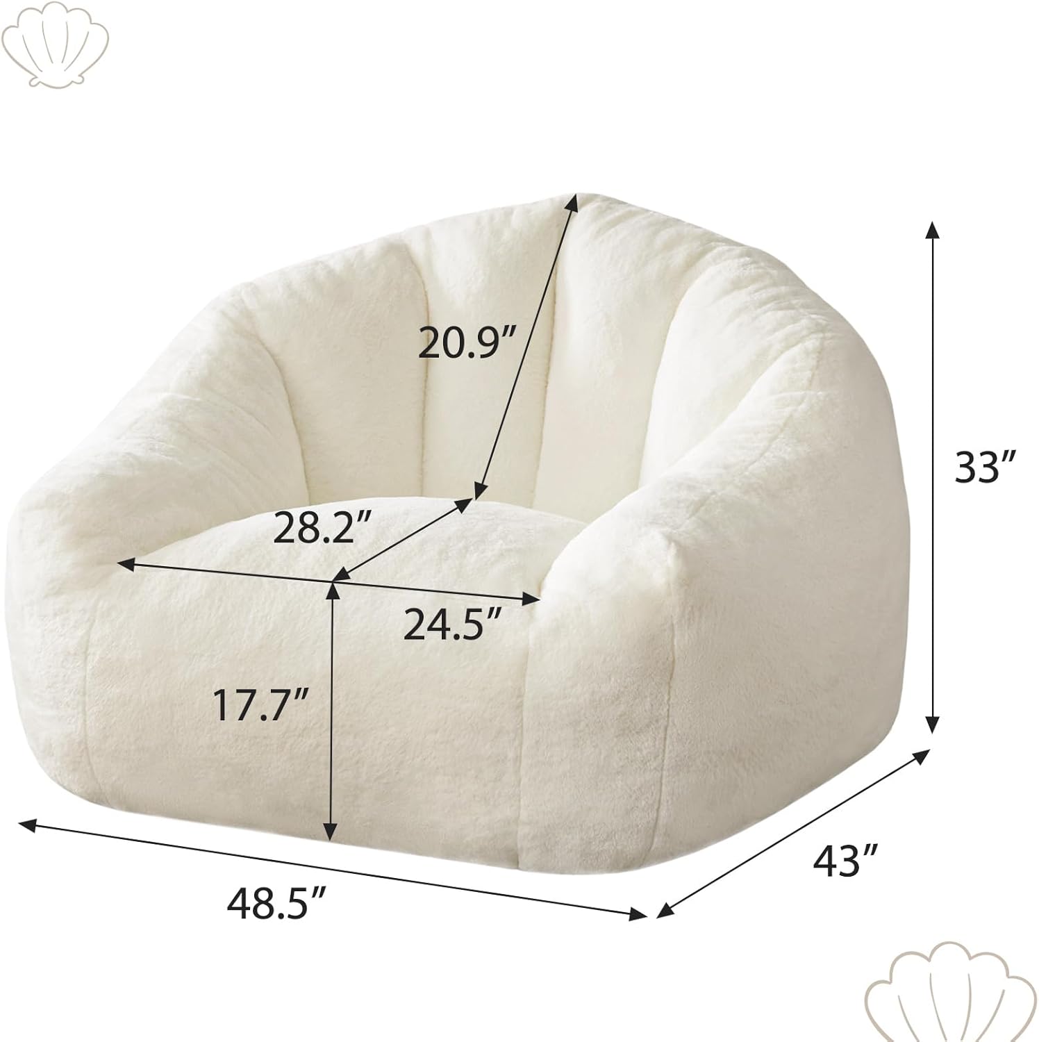 HUGHEAVEN Max Giant Bean Bag Chair, Oversized Bean Bag Sofa for Adults & Teens, Ultra-Soft Comfy Fluffy Floor Lounge Chair with Armrests, Large Bean Bag Couch for Gaming, Reading & Relaxing