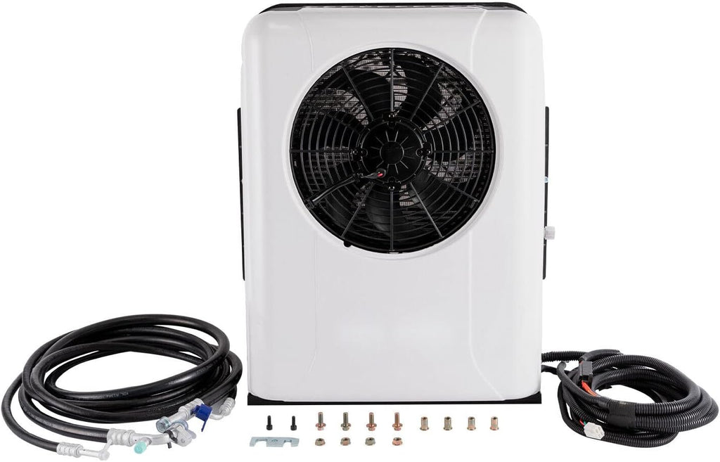 CNCEST 24V DC Air Conditioner 10238BTU, Universal Split AC Kit for Truck Cab RV Caravan Semi Trailer Forklift Excavator Van, Portable Electric Cooling AC Unit for Vehicl (White 24V)
