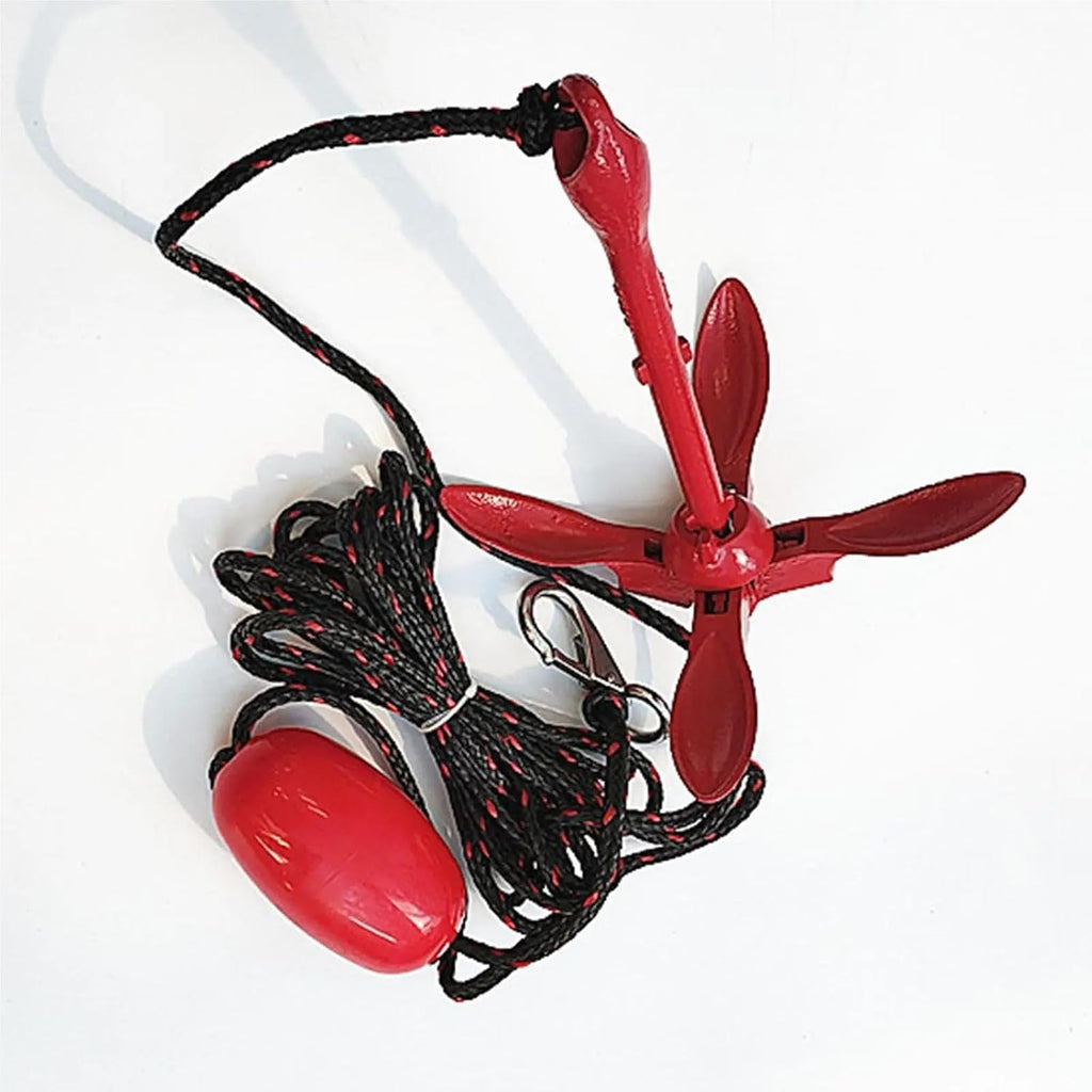 Folding Anchor, Red Spray-Coated Anchor Folding Set Carbon Steel,for Small Boats Canoe Paddle Boards