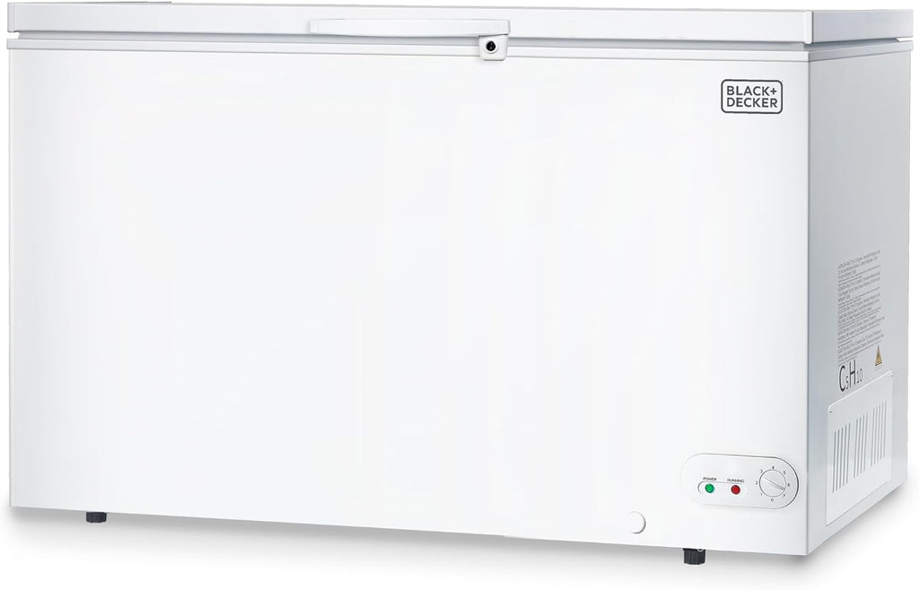 BLACK+DECKER 13 Cu. Ft. Chest Freezer, Deep Freezer with Top Opening, Freezer Chest with Removable Storage Basket, Mechanical Temperature Control, Manual Defrost, R600a Refrigerant,BCF1300E,White