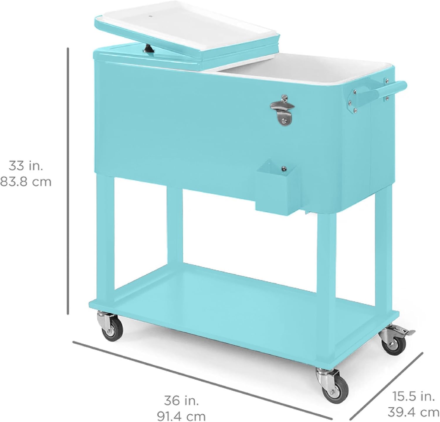 Best Choice Products 80-Quart Outdoor Steel Rolling Cooler Cart w/Ice Chest, Bottle Opener, Catch Tray, Drain Plug, Locking Wheels
