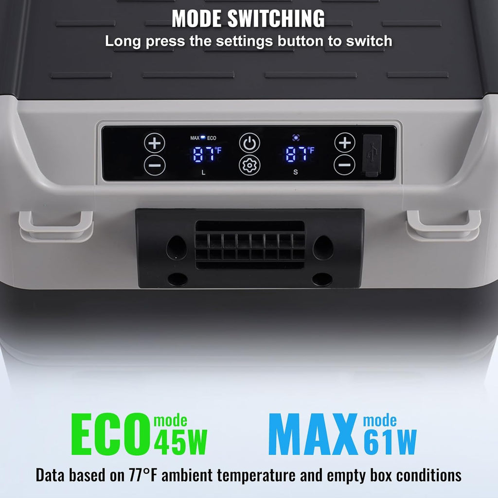 VEVOR Car Refrigerator 50L / 52.8 QT, Dual Zone 12 Volt Compressor Fridge, -4℉ to 68℉ Adjustable, Portable Freezer Cooler for Car, RV, Camping, Home