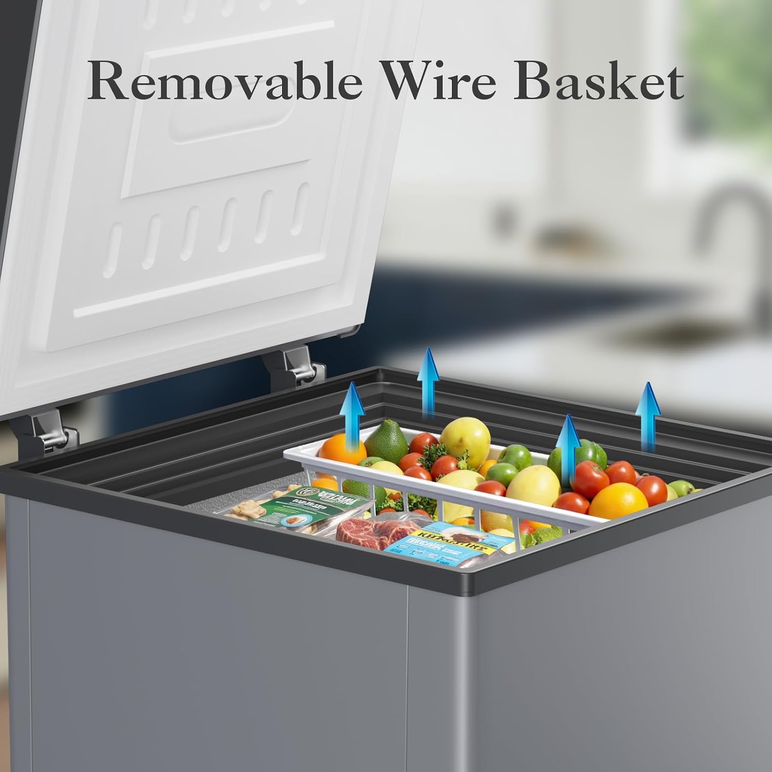 Chest Freezer - 4.2 Cu Ft Compact Deep Freezer with Fast Cooling & Convenient Pulley, Perfect for Kitchen Parlor, Small Freezer with Low Noise & Energy Saving, Space Gray