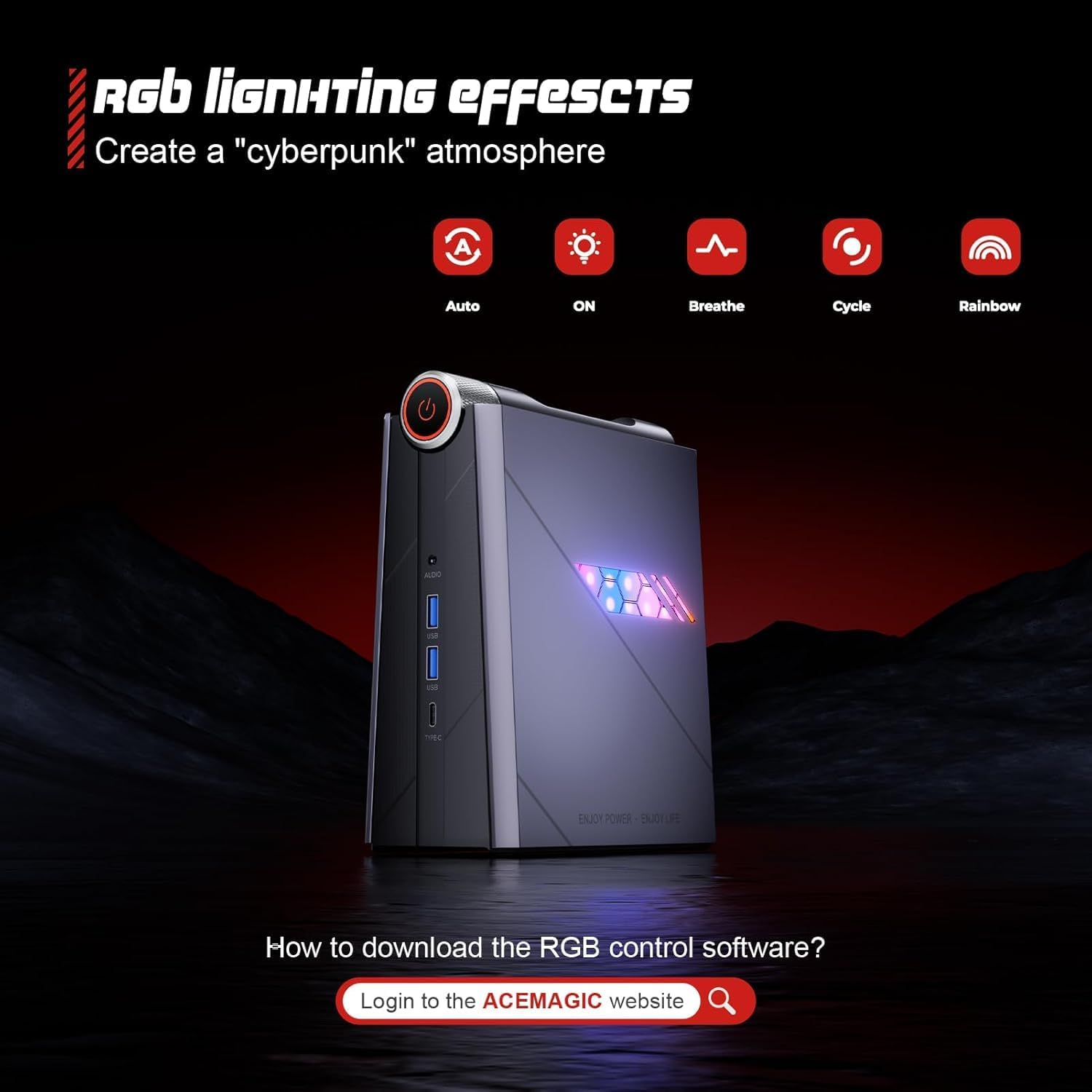 ACEMAGIC Mini Gaming PC Gaming Computer 12th i9-12900H (up to 5.0GHz, 14C/20T) 32GB RGB DDR4 512GB M.2 NVMe PCIe 4.0 SSD, Mini PC [3 Adjustable Mode/RGB Lights] Mini Computer WiFi6, BT5.2