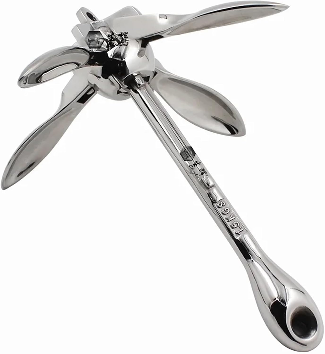 Folding Anchor, 5kg Boat Accessory Precision Stainless Steel Casting Foldable Marine Hardware,for Small Boats Canoe Paddle Boards
