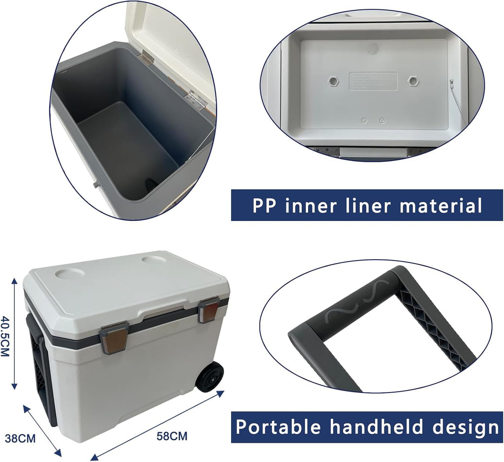 48 Quart Camping Cooler，Portable Cooling Box，Suitable for BBQ, Camping, picnics, and Other Outdoor Activities