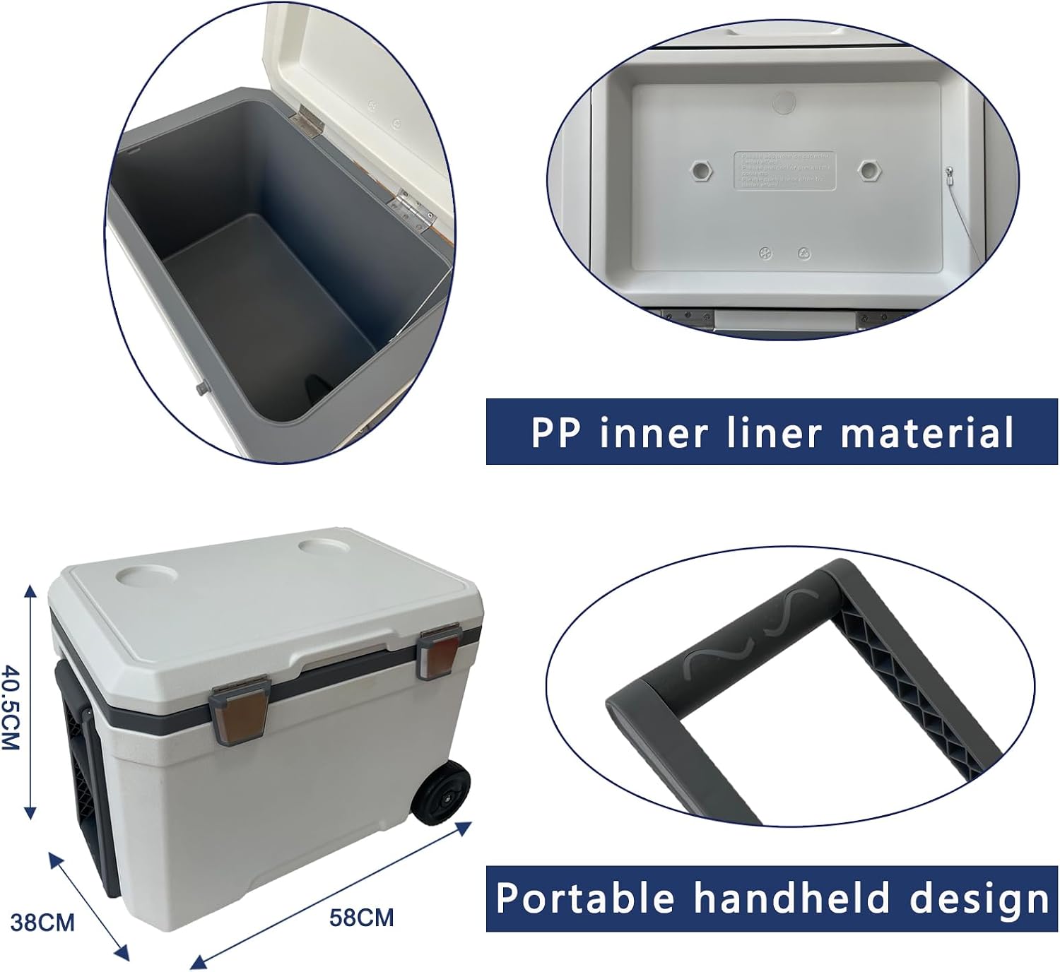 48 Quart Camping Cooler，Portable Cooling Box，Suitable for BBQ, Camping, picnics, and Other Outdoor Activities