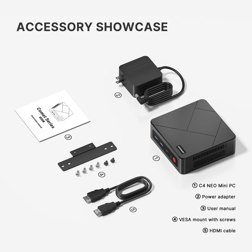 C4 Neo Mini PC 11 Pro, Ryzen 5 3500U Desktop Computer Dual 1000Mbps NIC LAN, 16GB RAM 512GB SSD Micro PC, WiFi 5, BT 5.0, Triple Display, PC for Home Theater, Office