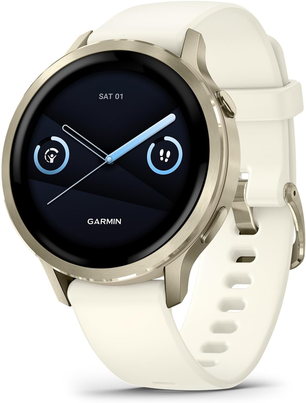 Garmin Venu 4, 41mm, Advanced Fitness and Multisport Tracker GPS Smartwatch, 1.2' AMOLED Display, Built-in Flashlight, 10 Days of Battery Life, Lunar Gold with Bone Silicone Band (Watch Bundle)
