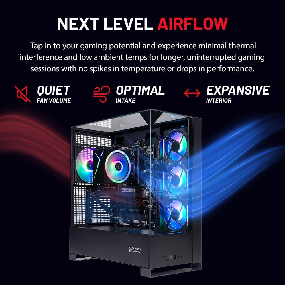 Skytech Gaming Shadow 5 Gaming PC, AMD Ryzen 5 9600X 3.9GHz, AMD RX 9060 8GB VRAM, 1TB NVMe SSD, 16GB DDR5 RAM 6000, 750W Gold PSU, WI-FI 5, Windows 11, Desktop