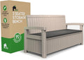 EconoHome 3 Seat Outdoor Storage Bench - 90 Gallon Capacity - Weatherproof Resin Bench for Patio, Porch, Garden, Yard, Pool Area - Furniture for Pool Accessories, Gardening Tools, Toys