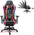 Gaming Chair with Speakers, Ergonomic Gaming Chair with Footrest and LED Lights,Comfortable Computer Reclining,Gaming Chair with Massage Function,Teen/Adult Computer Chair,Red