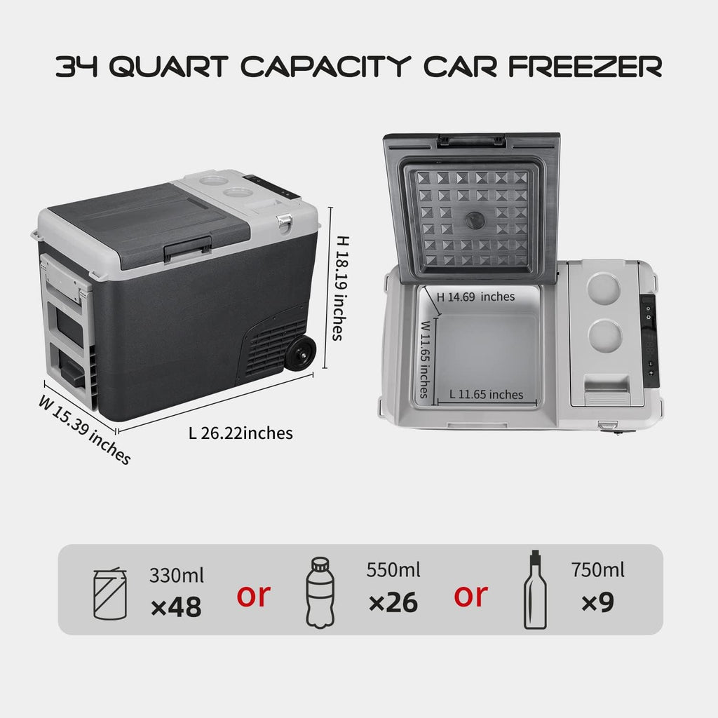 Alpicool MT35 Portable Fridge 12 Volt Car Refrigerator 34 Quart Freezer for Fishing, Camping, RV, Truck, Boat-12/24V DC