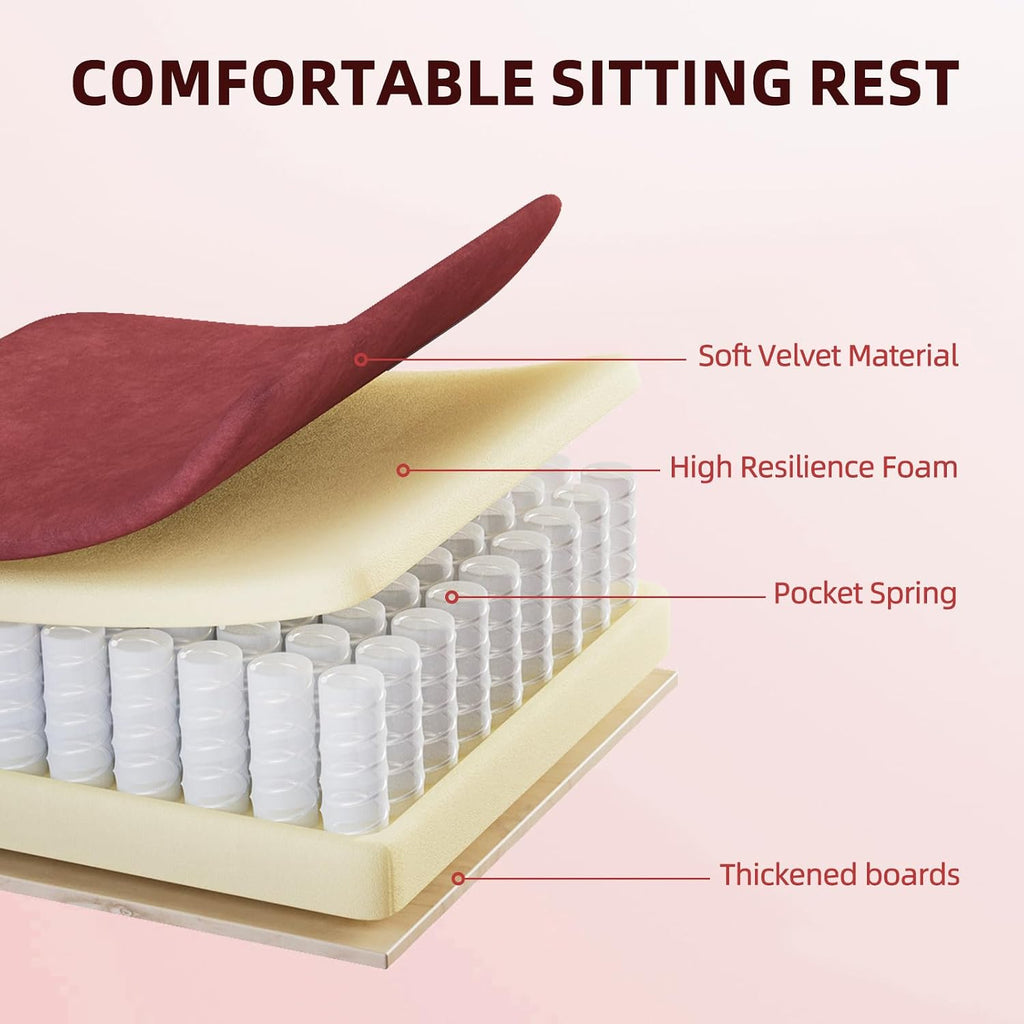 Huracan Velvet Fabric Gaming Chair with Footrest for Adults, Ergonomic Gaming Chairs with Massage Lumbar, Reclining Racing Computer Chair with Spring Cushion for Home Office Video Game, Red