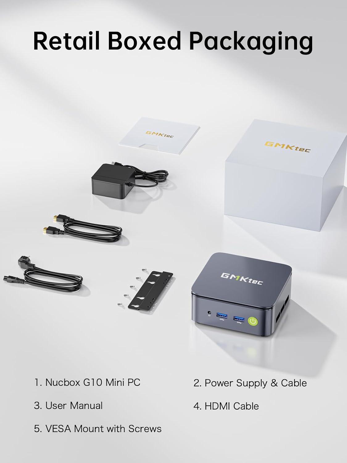 GMKtec Mini PC Ryzen 5 3500U (Beats N150) 16GB 256GB SSD 2.5GbE NIC LAN Office Home Desktop Computers, Triple 4K Display, WiFi, BT, USB-C, DP Nucbox G10 Black