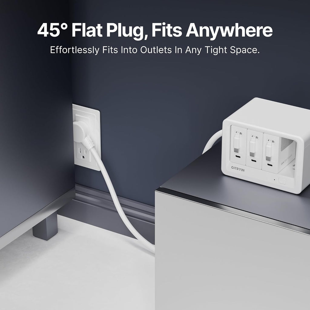 Gitryin 11-in-1 Desktop Charging Station with 3 Retractable Wall Chargers, 40W USB-C Power Strip with 5 AC, 3 USB C, 3 Type-C 33.5in Cables, Extension Cord with 1020J Surge Protection for Home Office
