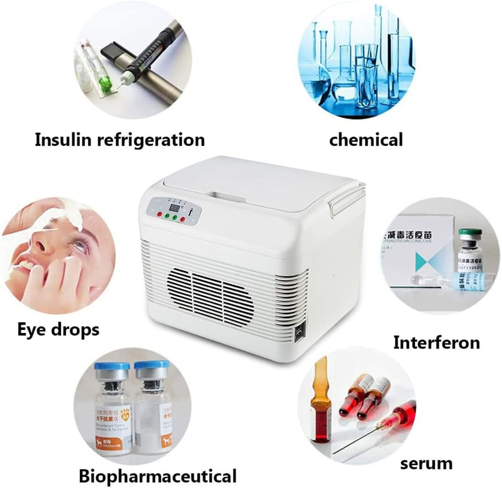 Insulin Cool Box, Portable Medication Refrigerator Medical Cool Bag Cooler, Large Capacity Cooler Electric Travel Box for Travel, Household, Medicinal Storage
