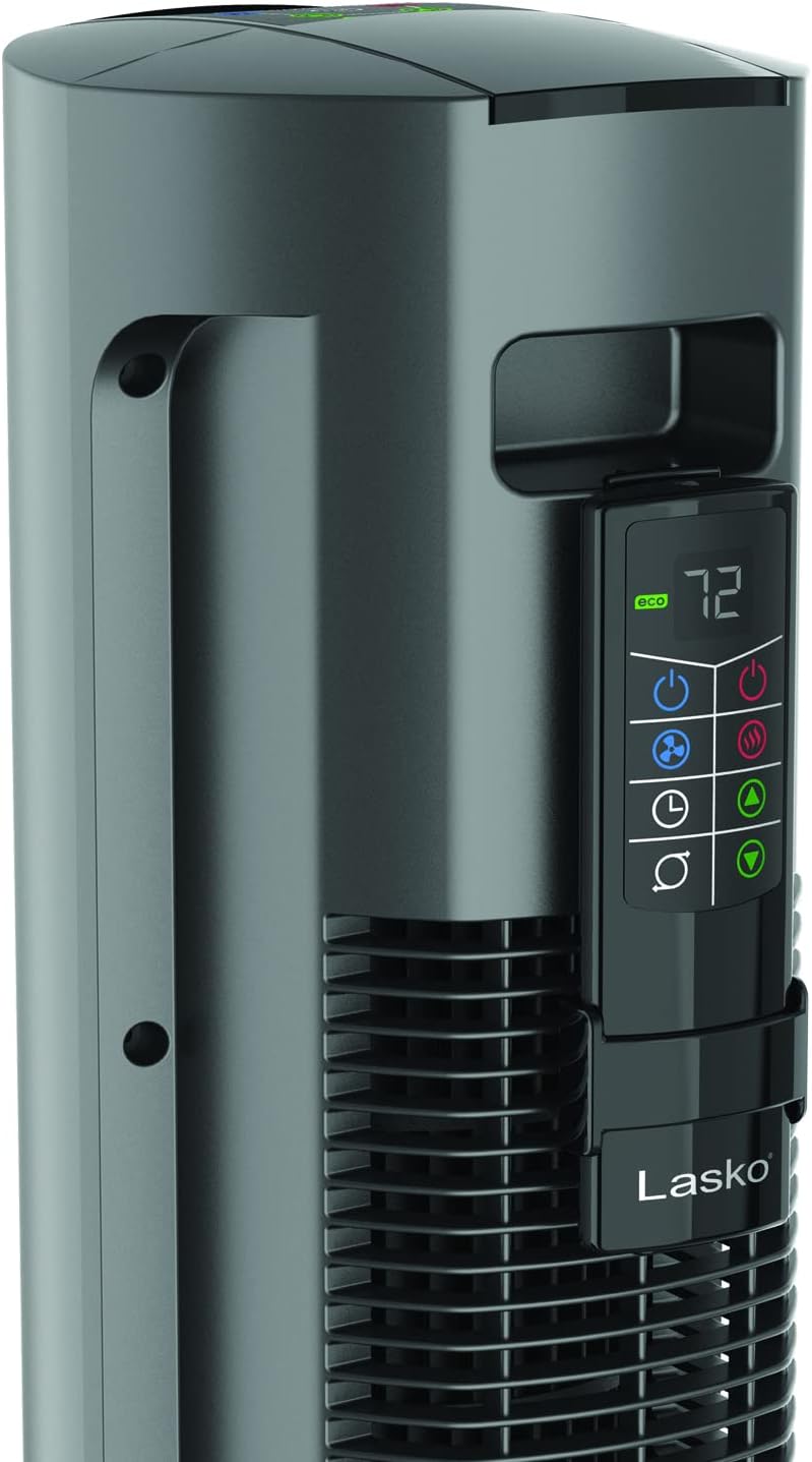Lasko Oscillating All Season Tower Fan and Space Heater in One for Home with Adjustable Thermostat, Overheat Protection, 4 Fan Speeds, 3 Heat Settings and Remote, 42 Inches, 1500W, Gray, FH515