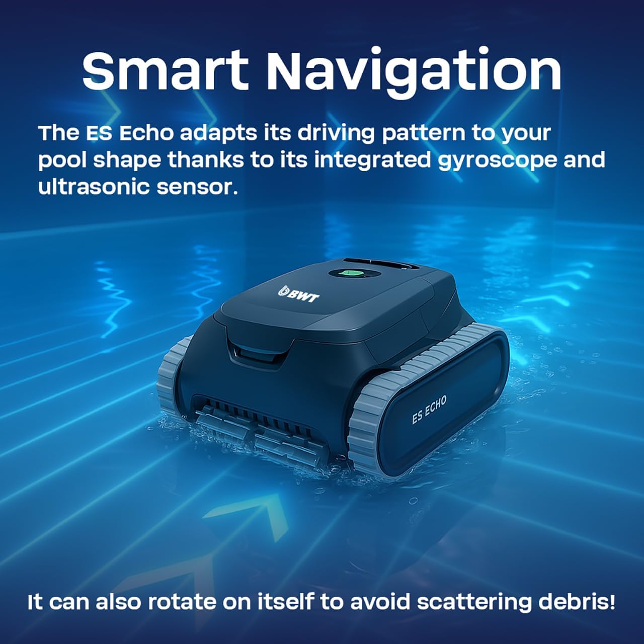 BWT ES Echo Cordless Robotic Pool Cleaner, Cleans Floor, Walls & Waterline, Up to 3-Hour Runtime, 4,000 GPH Suction, for Above-Ground & In-Ground Pools
