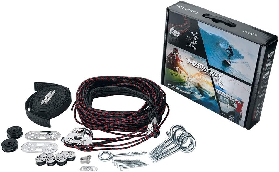 HARKEN Hoister Cargo Carrier Overhead Garage Storage 4-Point Hoist System for 90lb Carriers, Kayaks, Canoes, General Storage (90lb max Load, 12ft.Ceiling), Model 7802.12