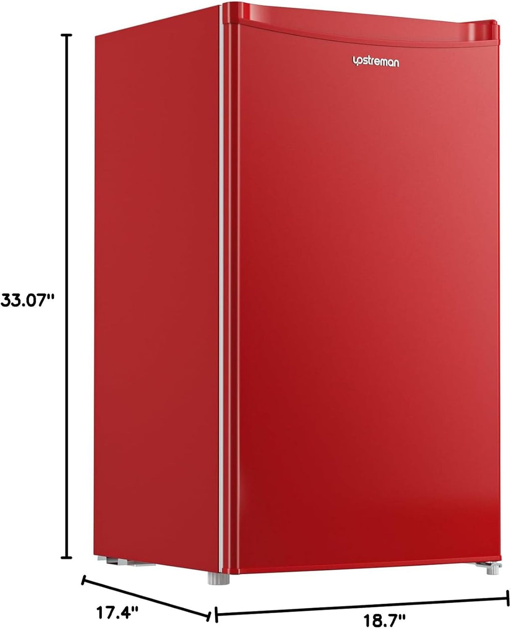 Upstreman 3.2 Cu.Ft Mini Fridge with Freezer, Single Door, Dorm Fridge, Adjustable Thermostat, Refrigerator for Dorm, Office, Bedroom, Red-BR321