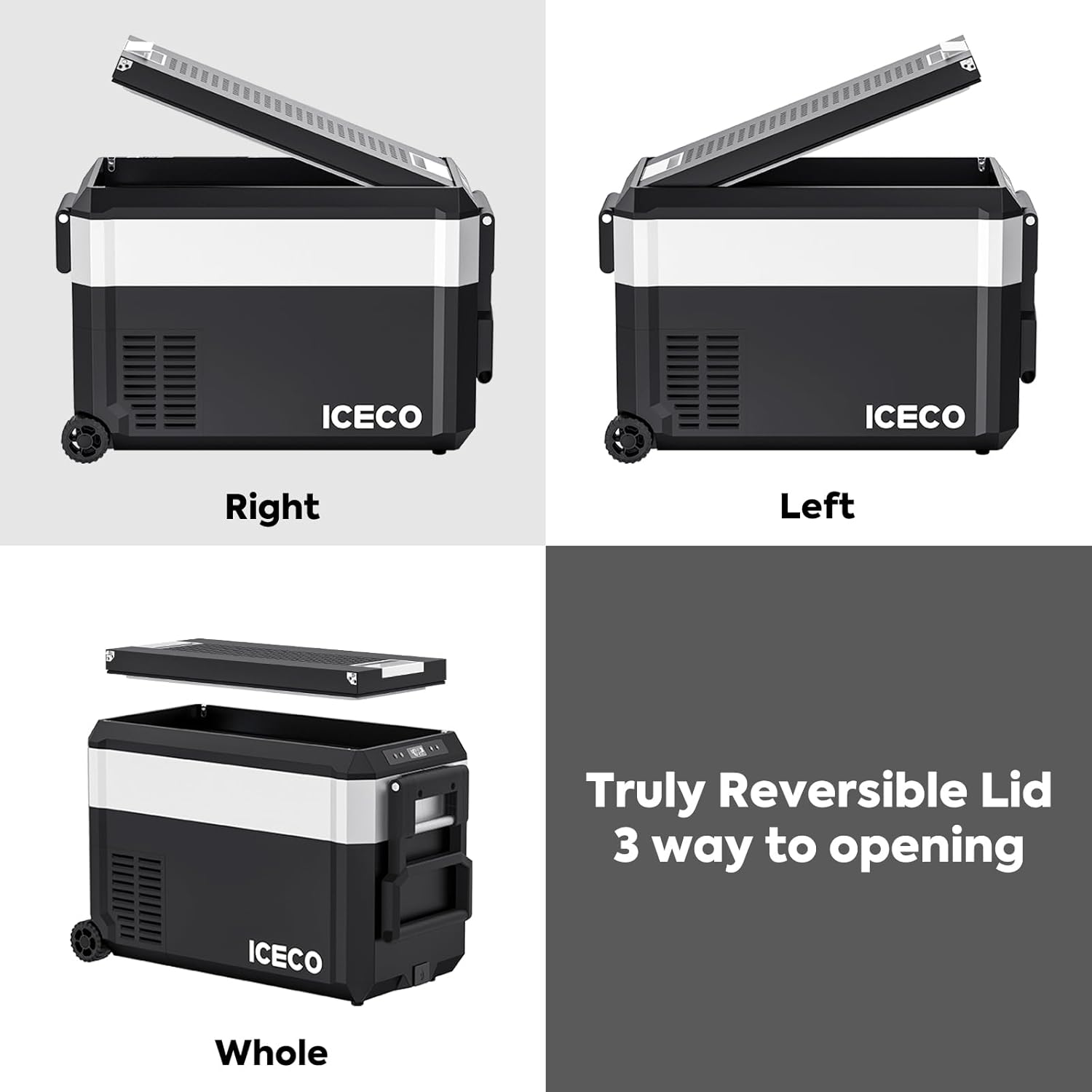 ICECO JP40 Pro 12 Volt Car Refrigerator, Portable Fridge Freezer for Camping, Car Fridge Powered by SECOP, 12V refrigerator for Car & Home, DC 12/24V, AC 110/240V, Multi-directional Lid